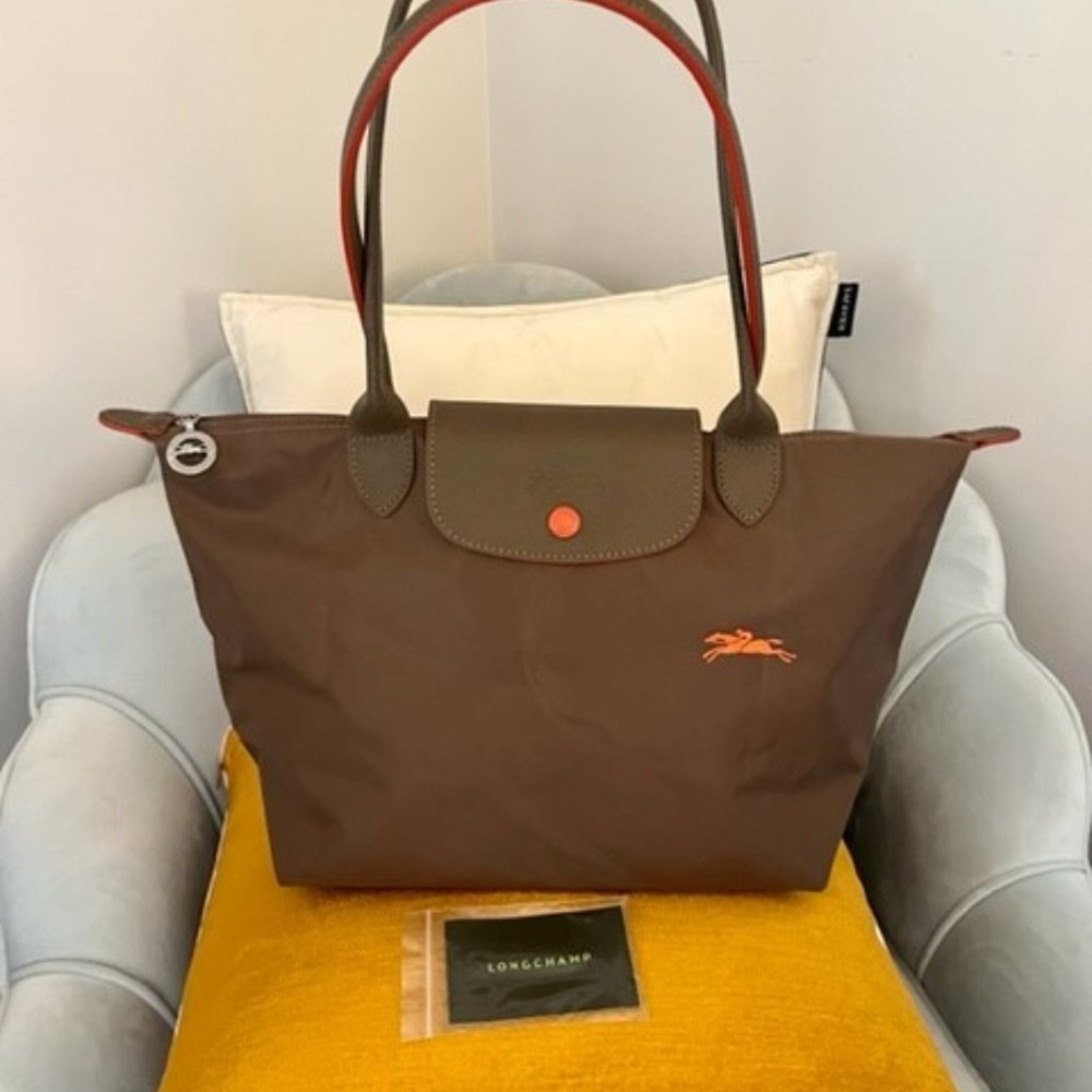 Longchamp Khaki Le Pliage Club Small Shoulder Tote // NEW